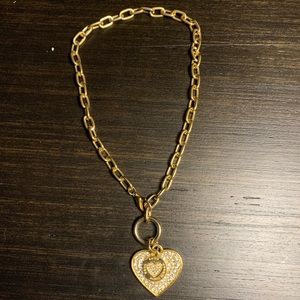 bebe Chunky Goldtone Heart Necklace * Preowned *